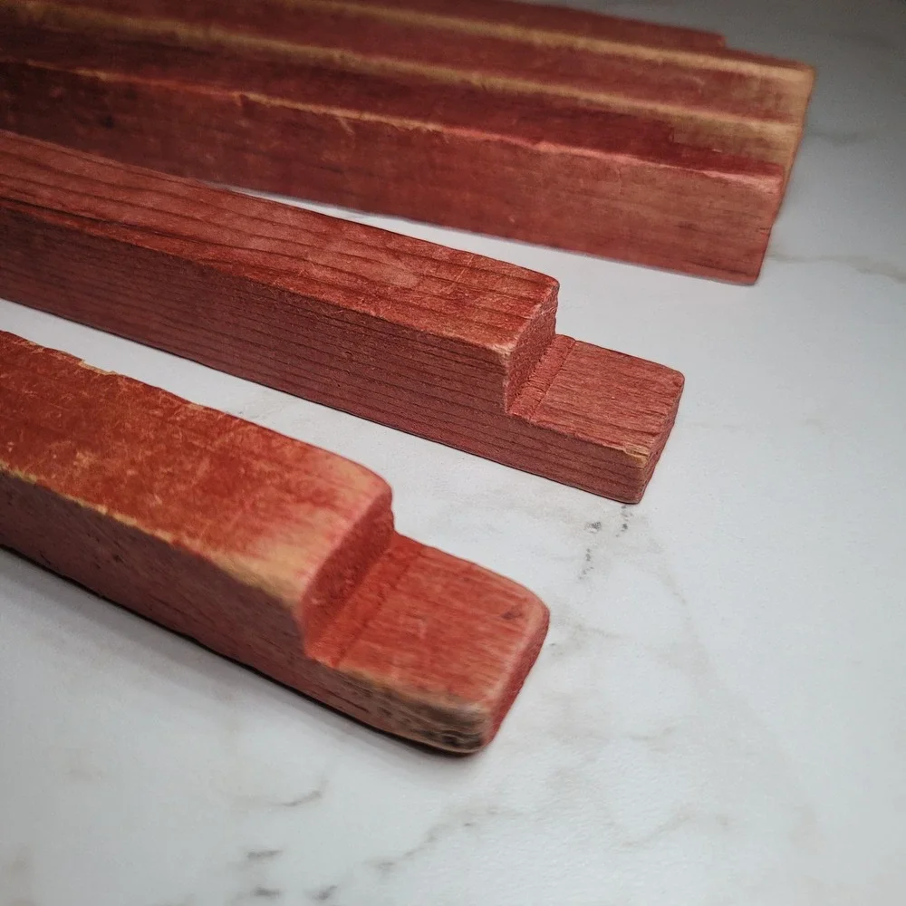 Vintage Lincoln Square Blocks‎ Building Notched Logs Red Wood Toy Replacement